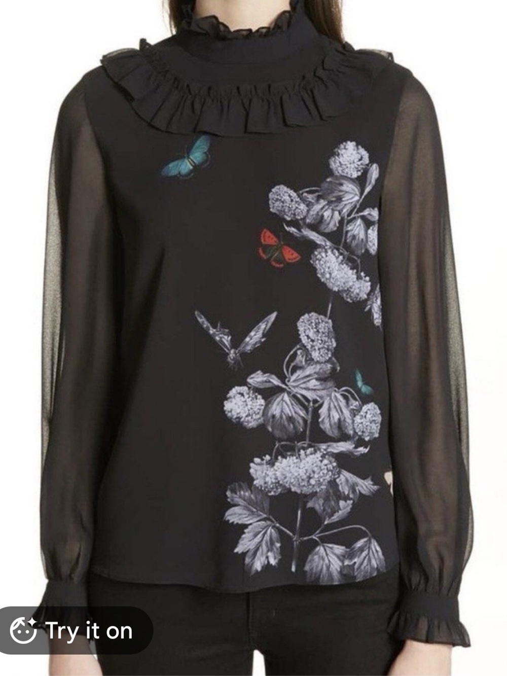 Ted Baker Ashliee Narnia Ruffle High Neck Blouse
